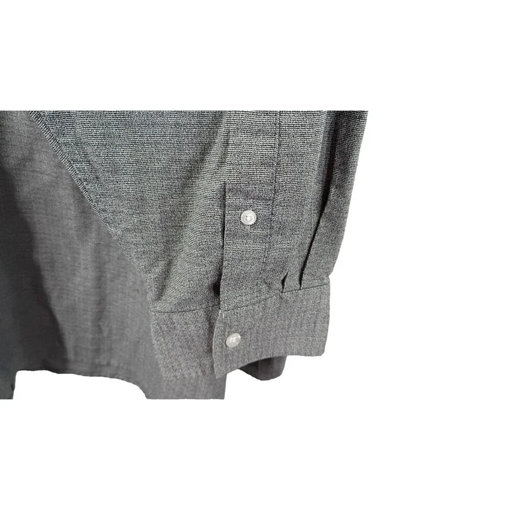 Synrgy High Performance Size 37/38 Non Iron Black White Long Sleeve Dress Shirt - Picture 6 of 14